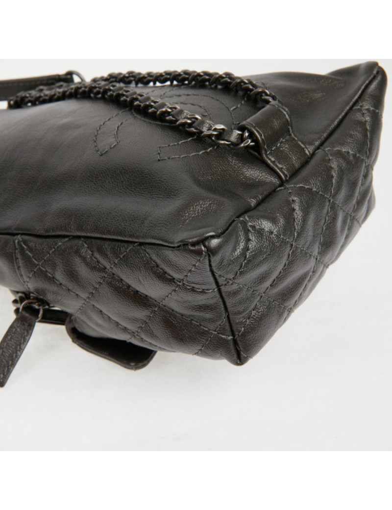 Mini sac à dos CHANEL cuir gris anthracite 