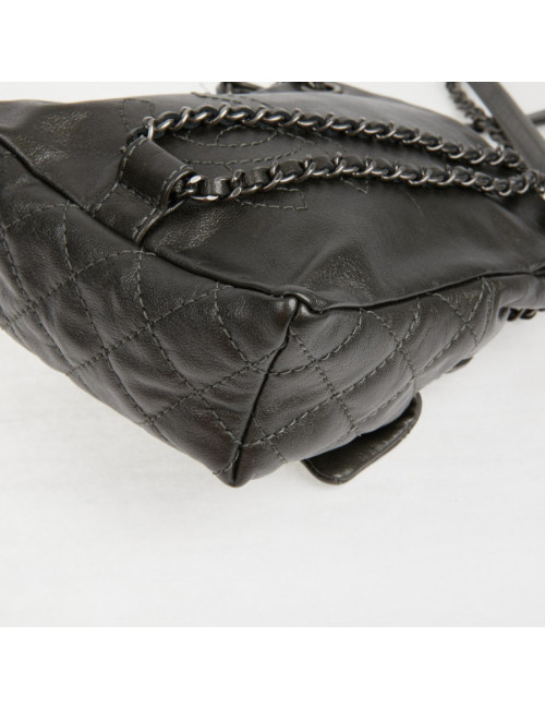 Mini sac à dos CHANEL cuir gris anthracite 