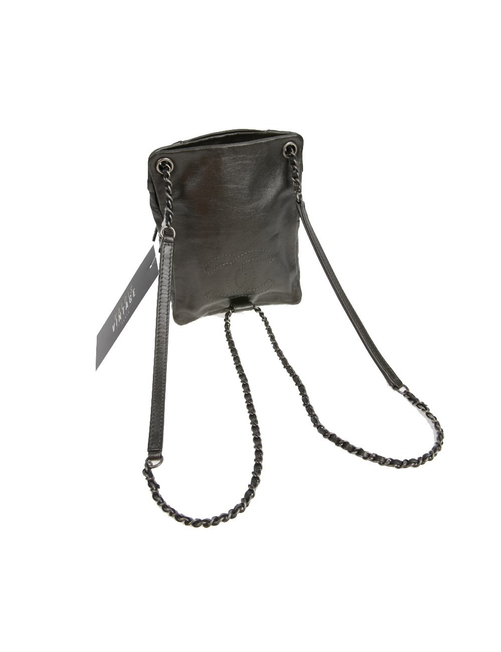 Mini sac à dos CHANEL cuir gris anthracite 