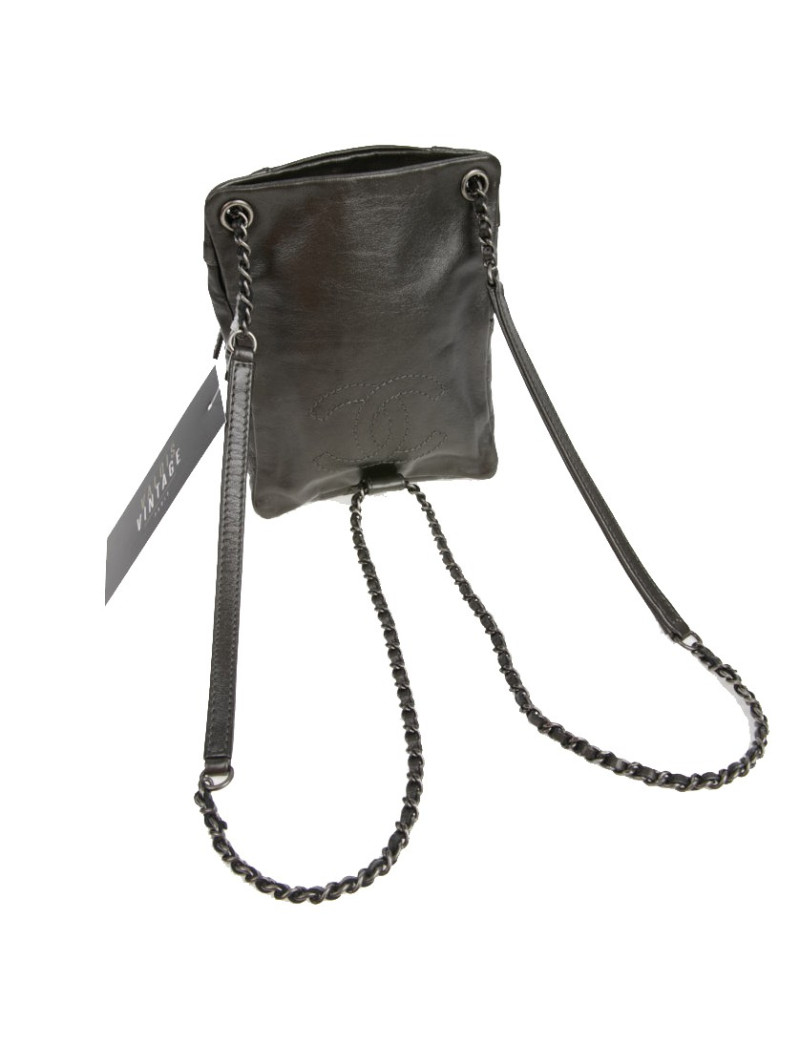 Mini sac à dos CHANEL cuir gris anthracite 