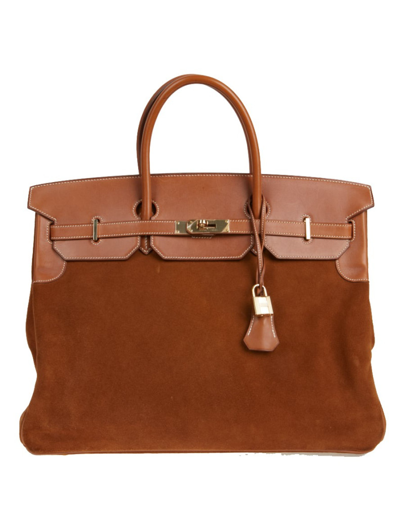 Sac Hermes Grizzly Birkin 40 bi-matière gold