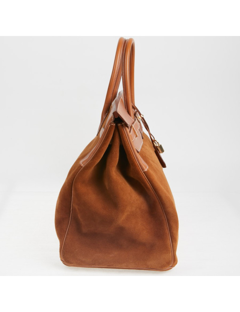 Sac Hermes Grizzly Birkin 40 bi-matière gold