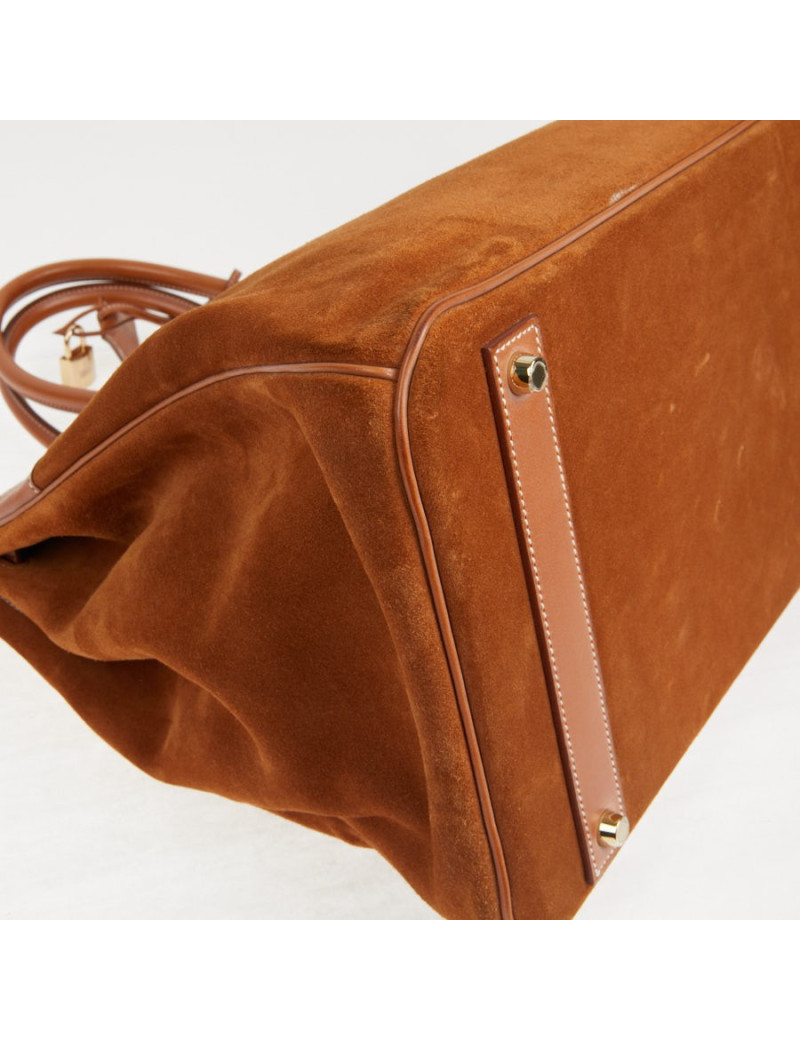 Sac Hermes Grizzly Birkin 40 bi-matière gold