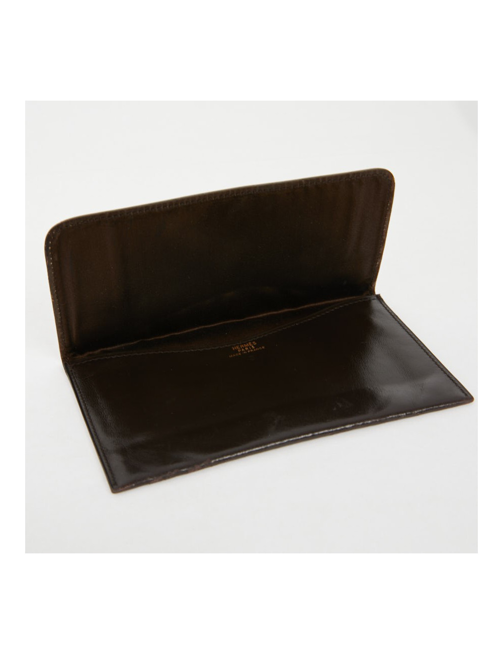 Porte carte HERMES cuir box marron