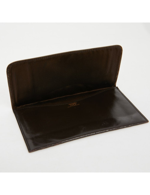 Porte carte HERMES cuir box marron