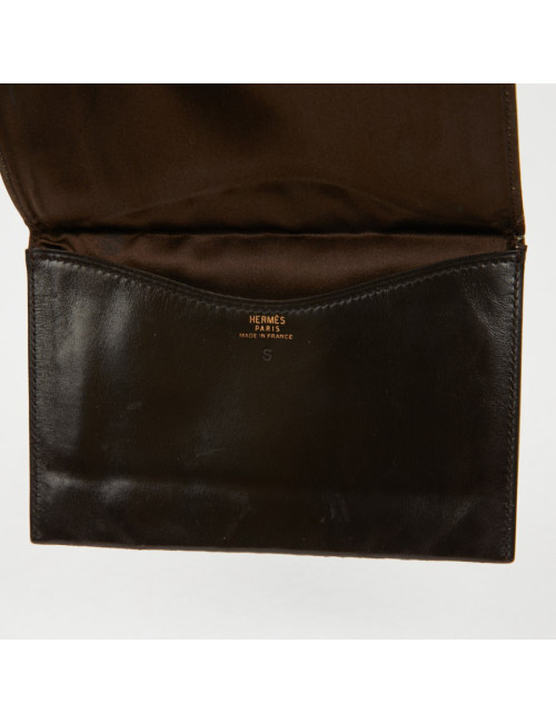 Porte carte HERMES cuir box marron