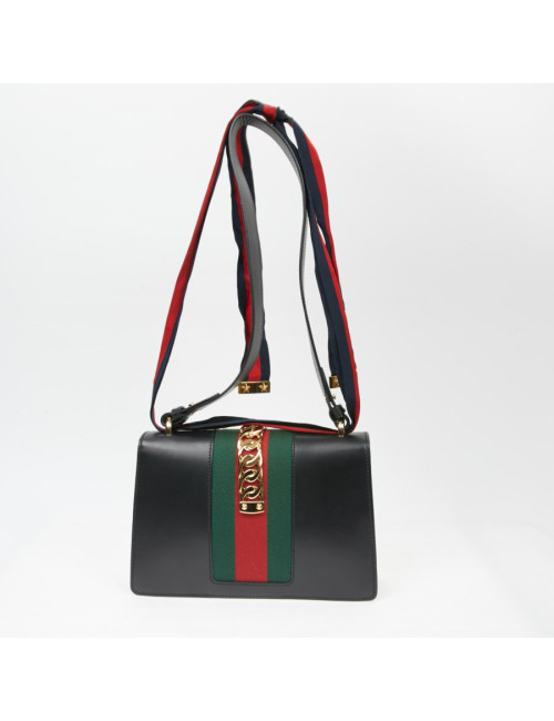 Sac à main Sylvie GUCCI  TM cuir lisse noir