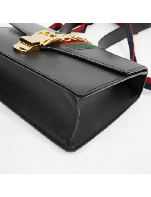 Sac à main Sylvie GUCCI  TM cuir lisse noir