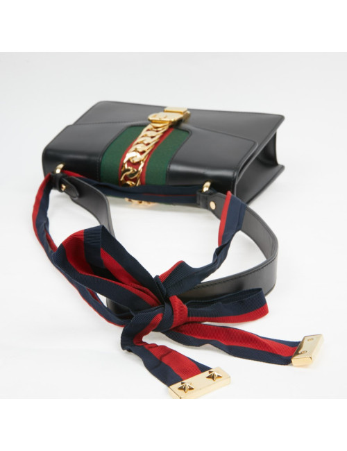 Sac à main Sylvie GUCCI  TM cuir lisse noir