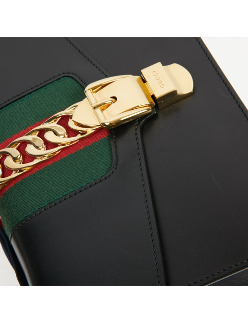 Sac à main Sylvie GUCCI  TM cuir lisse noir