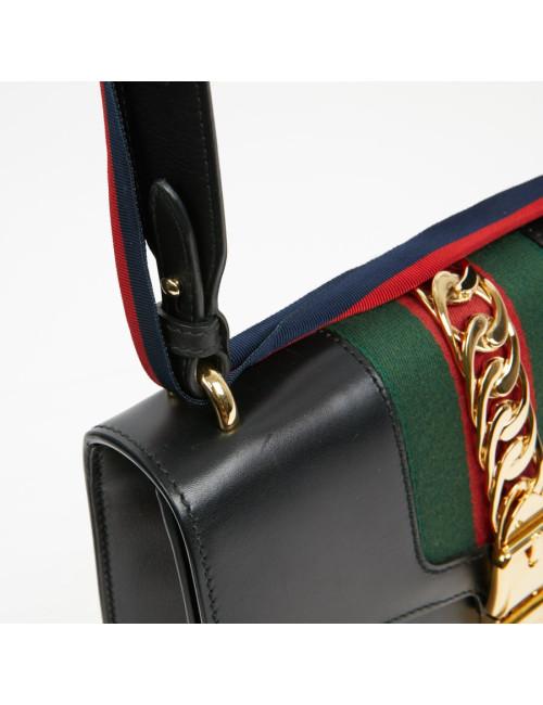 Sac à main Sylvie GUCCI  TM cuir lisse noir