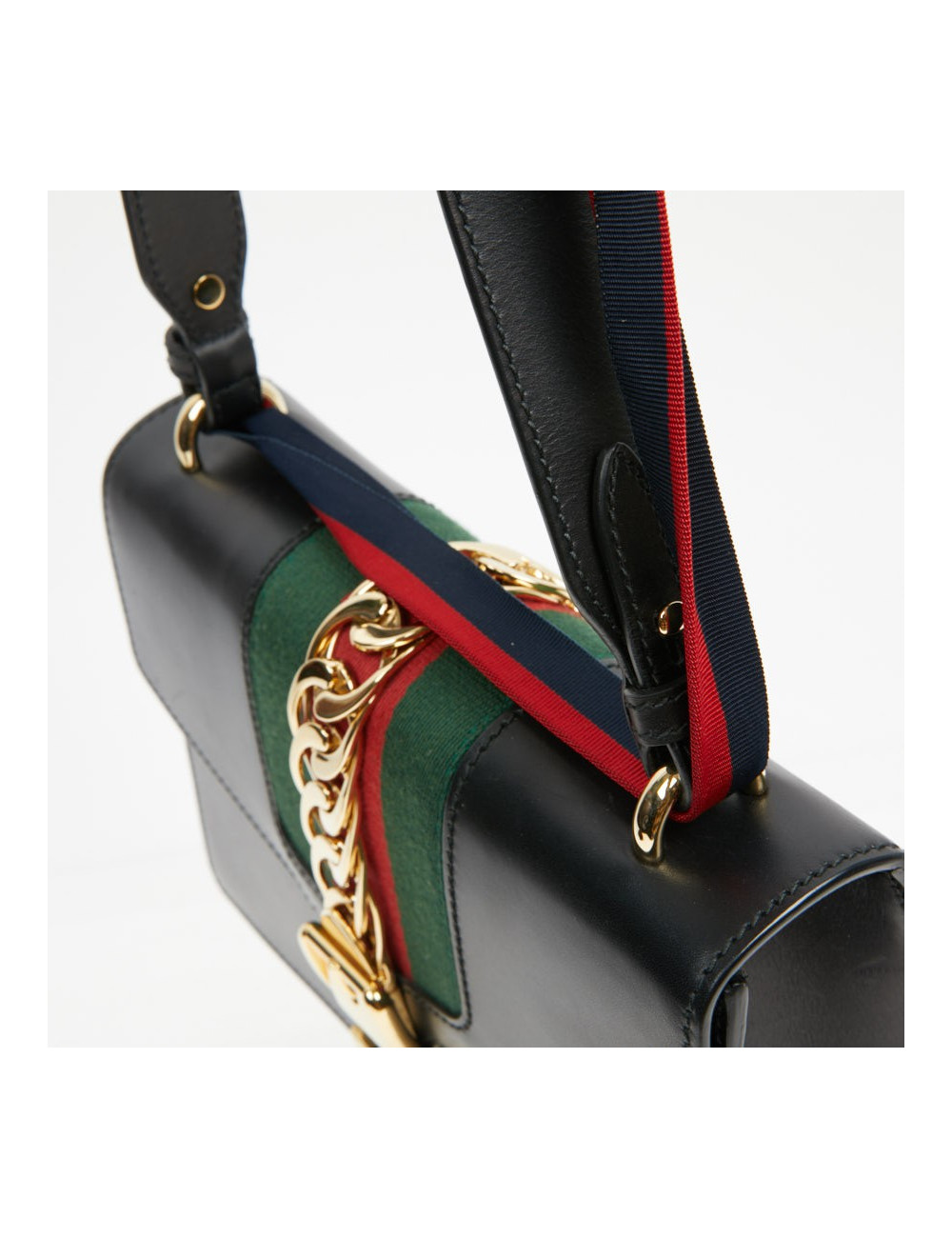 Sac à main Sylvie GUCCI  TM cuir lisse noir