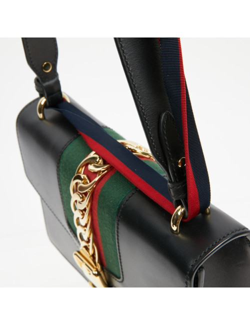 Sac à main Sylvie GUCCI  TM cuir lisse noir