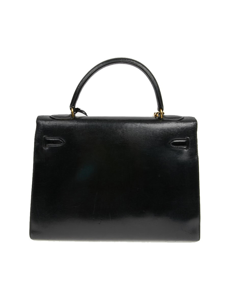Sac cuir box noir HERMES Kelly 32