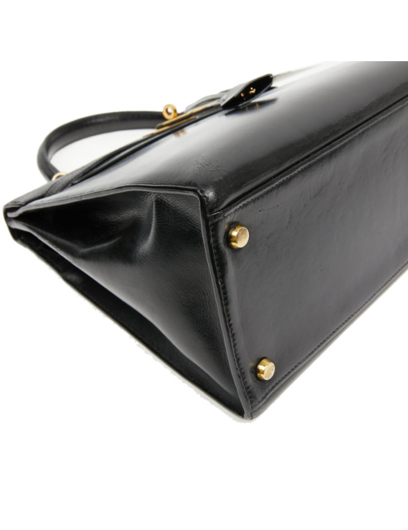 Sac cuir box noir HERMES Kelly 32