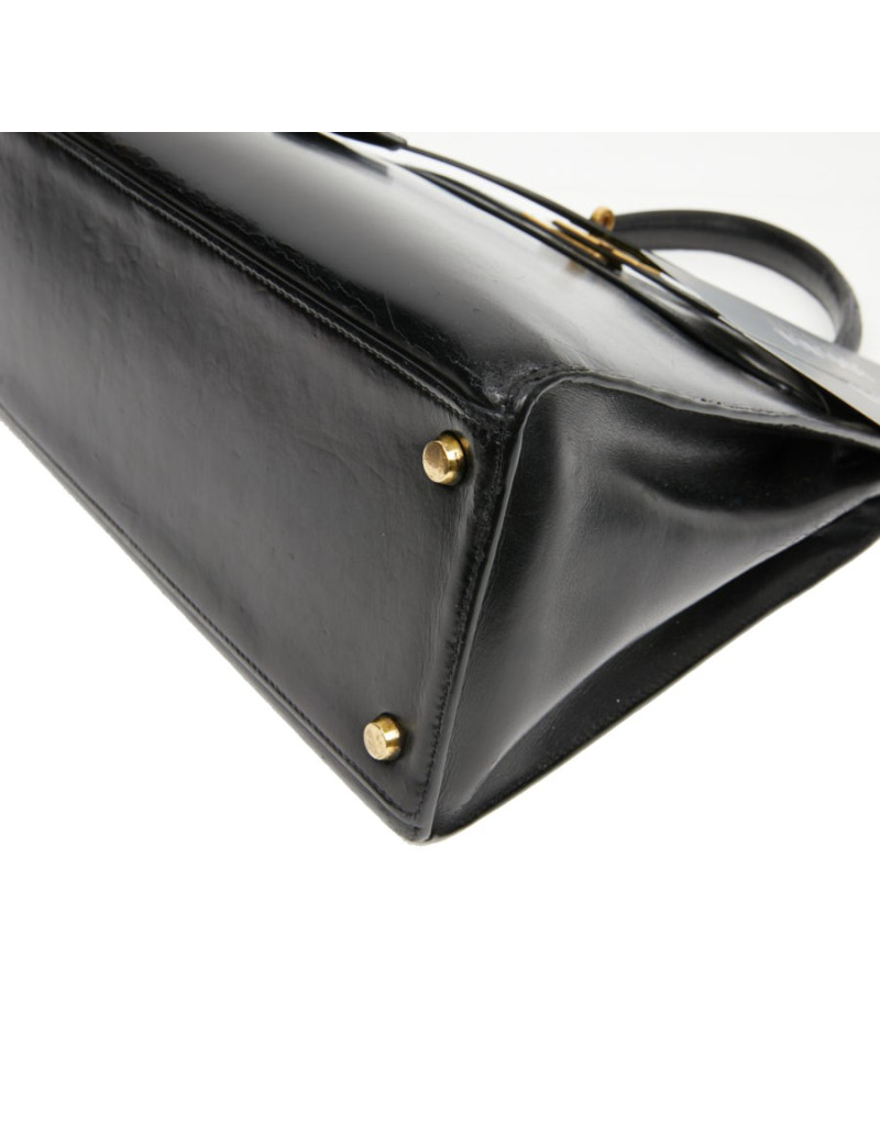 Sac cuir box noir HERMES Kelly 32