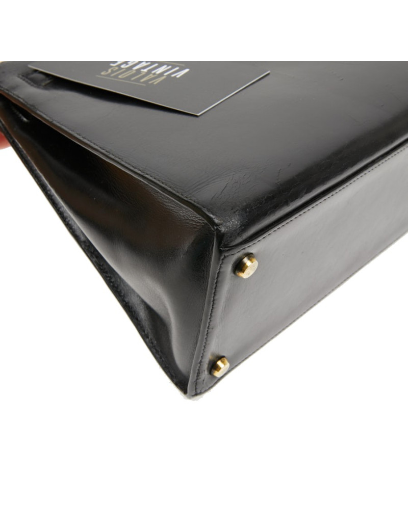 Sac cuir box noir HERMES Kelly 32