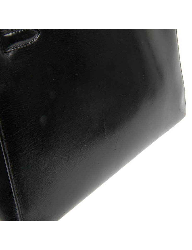 Sac cuir box noir HERMES Kelly 32