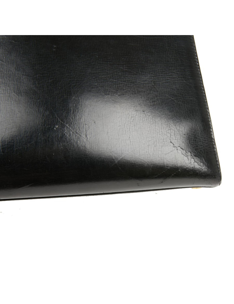 Sac cuir box noir HERMES Kelly 32