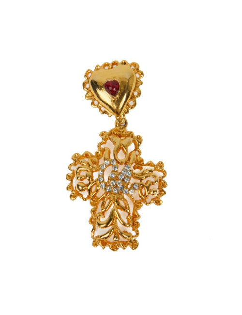 Pendentif CHRISTIAN LACROIX Vintage coeur et croix