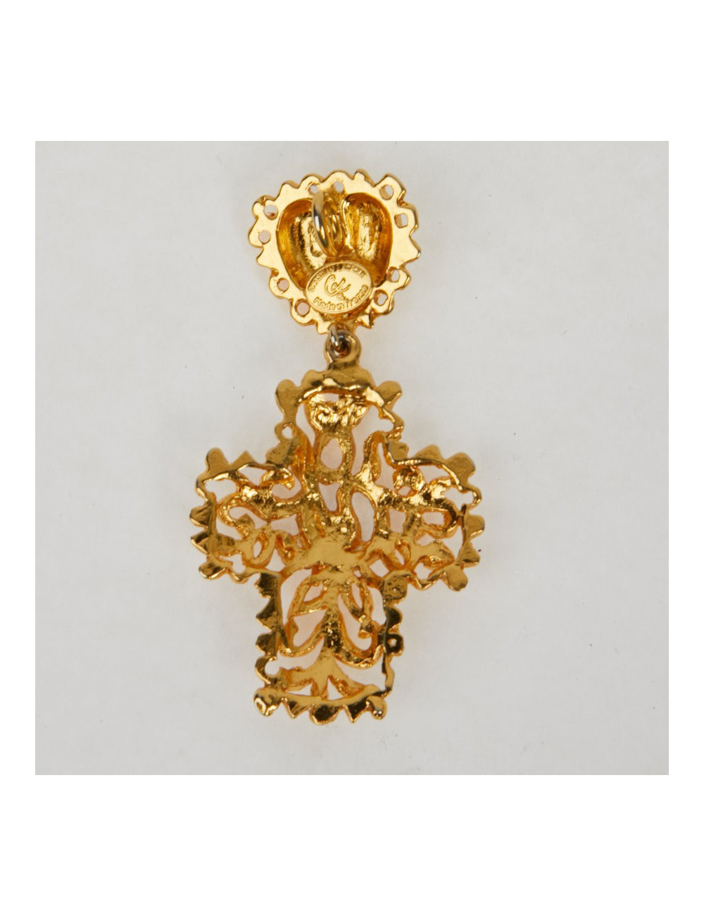 Pendentif CHRISTIAN LACROIX Vintage coeur et croix