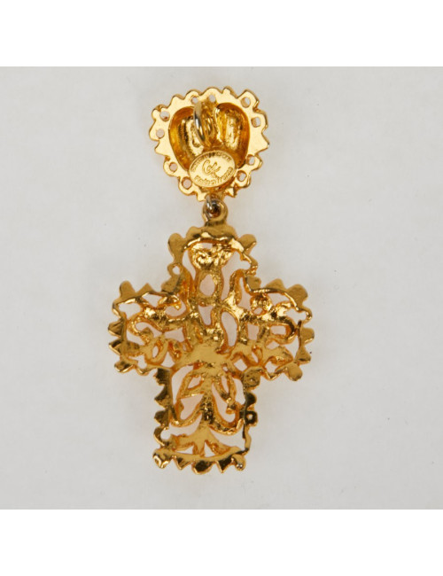 Pendentif CHRISTIAN LACROIX Vintage coeur et croix