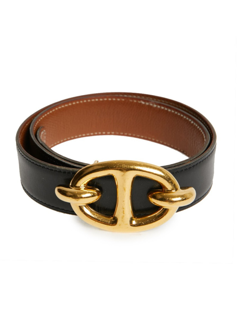 Ceinture HERMES T 88 réversible noire et gold