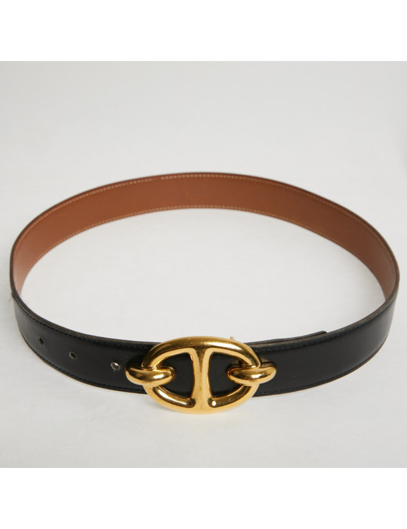 Ceinture HERMES T 88 réversible noire et gold
