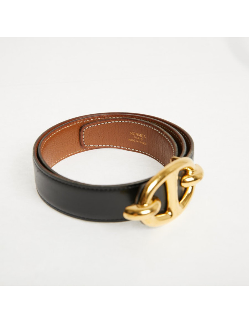 Ceinture HERMES T 88 réversible noire et gold