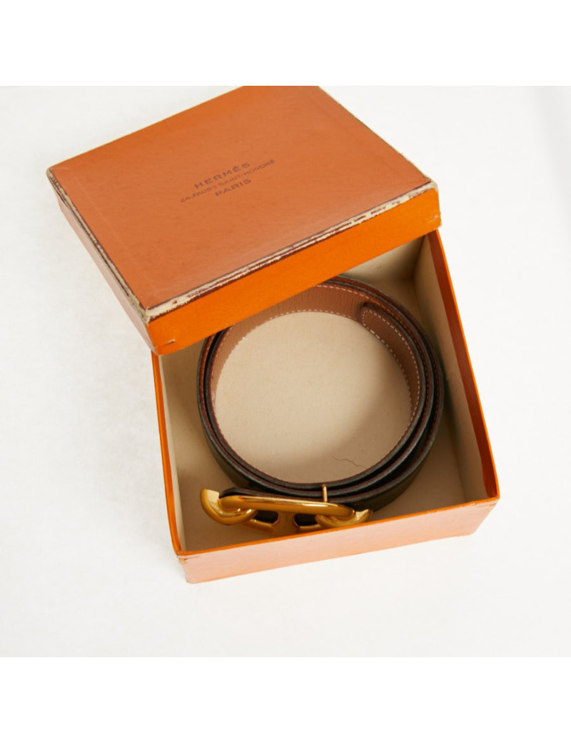 Ceinture HERMES T 88 réversible noire et gold