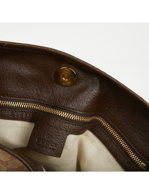 Sac Gucci Horsebit 1955 toile monogramme beige et rose