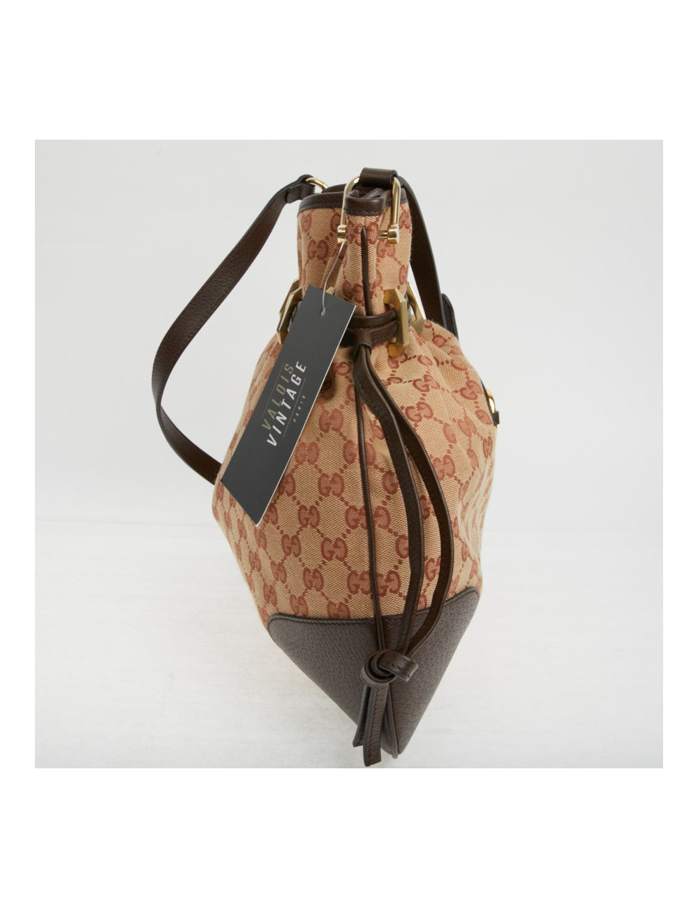 Sac Gucci Horsebit 1955 toile monogramme beige et rose