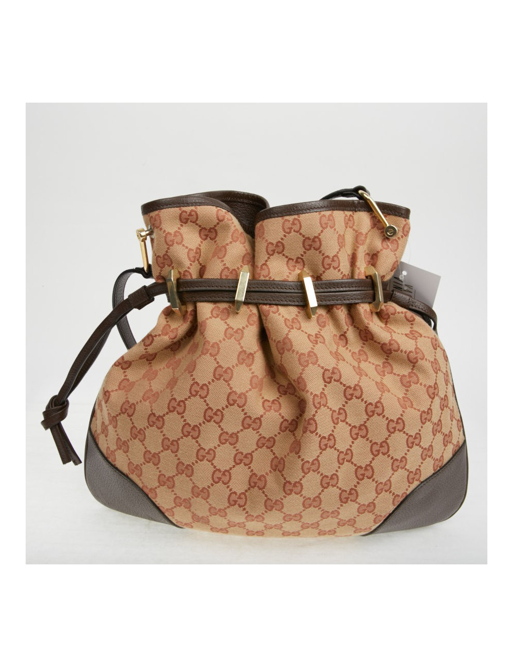 Sac Gucci Horsebit 1955 toile monogramme beige et rose