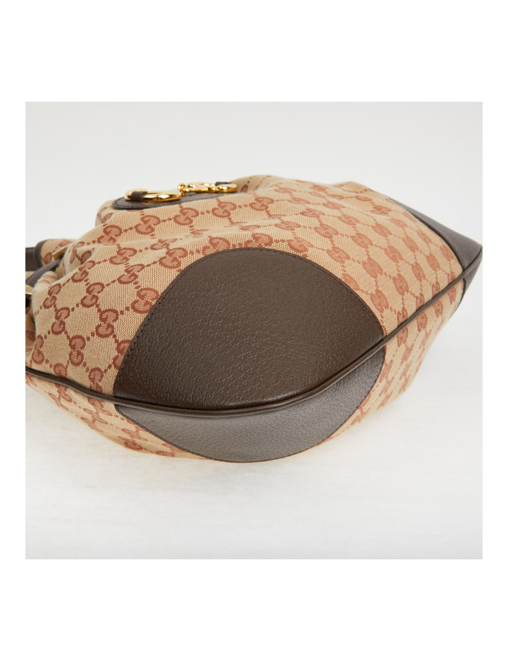 Sac Gucci Horsebit 1955 toile monogramme beige et rose