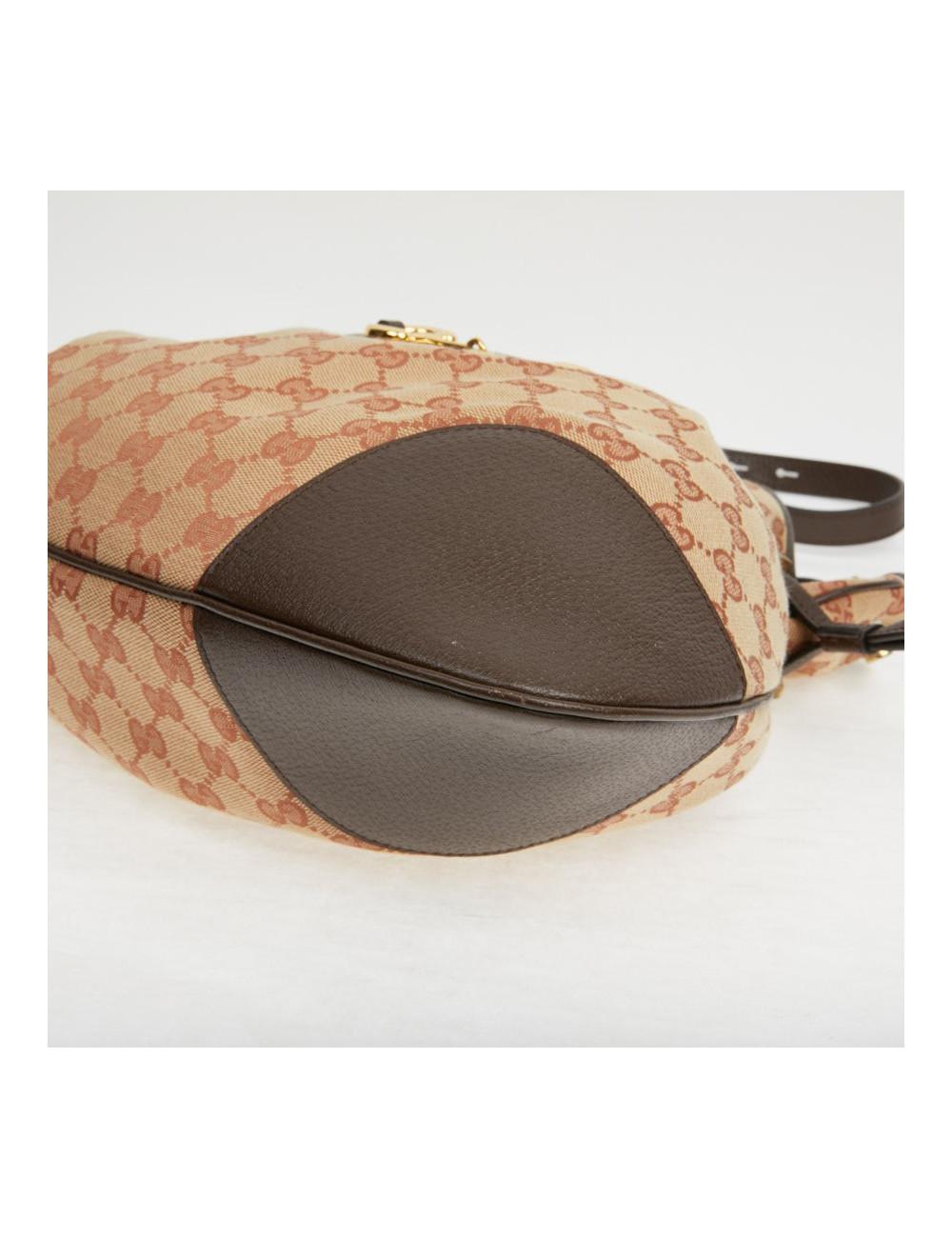 Sac Gucci Horsebit 1955 toile monogramme beige et rose