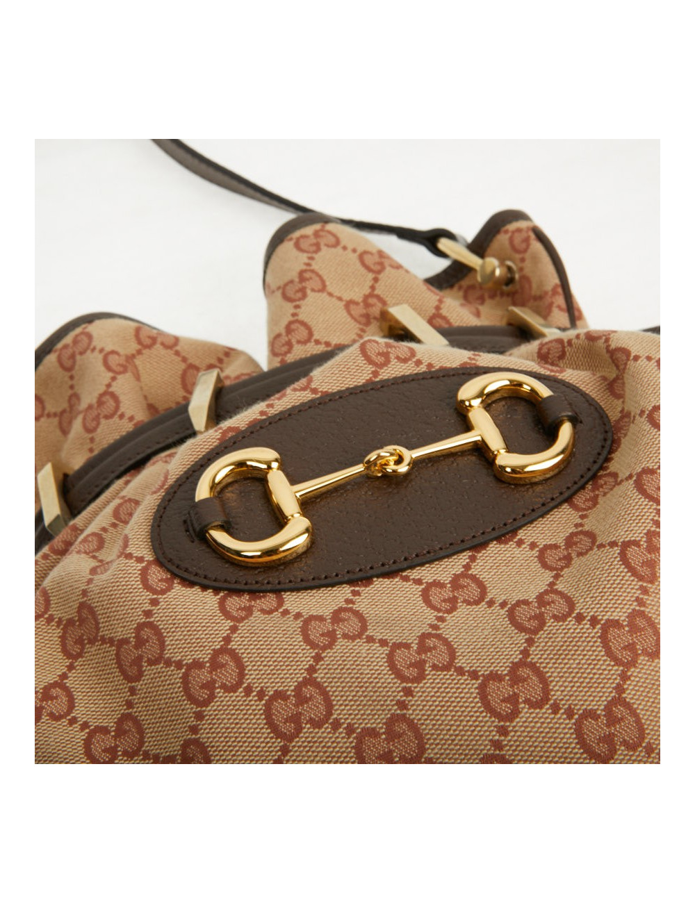 Sac Gucci Horsebit 1955 toile monogramme beige et rose