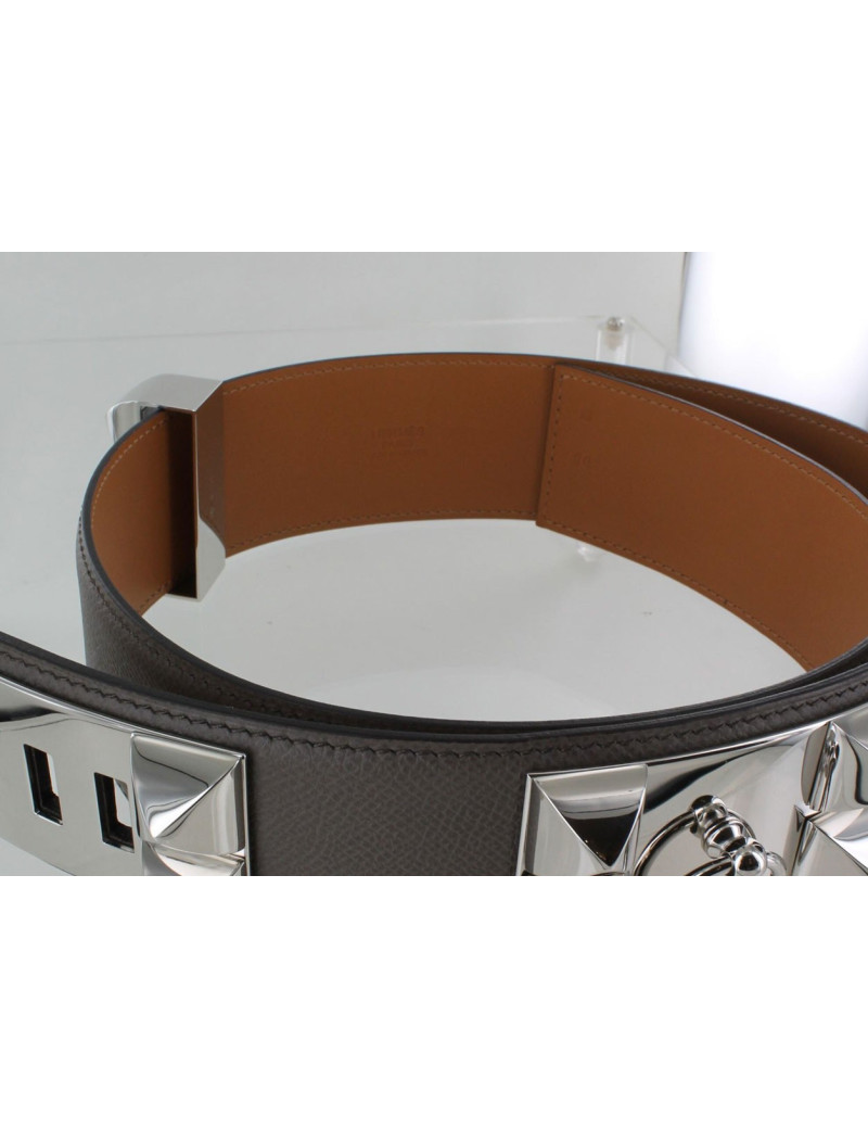Ceinture Medor epsom étain bijouterie palladium