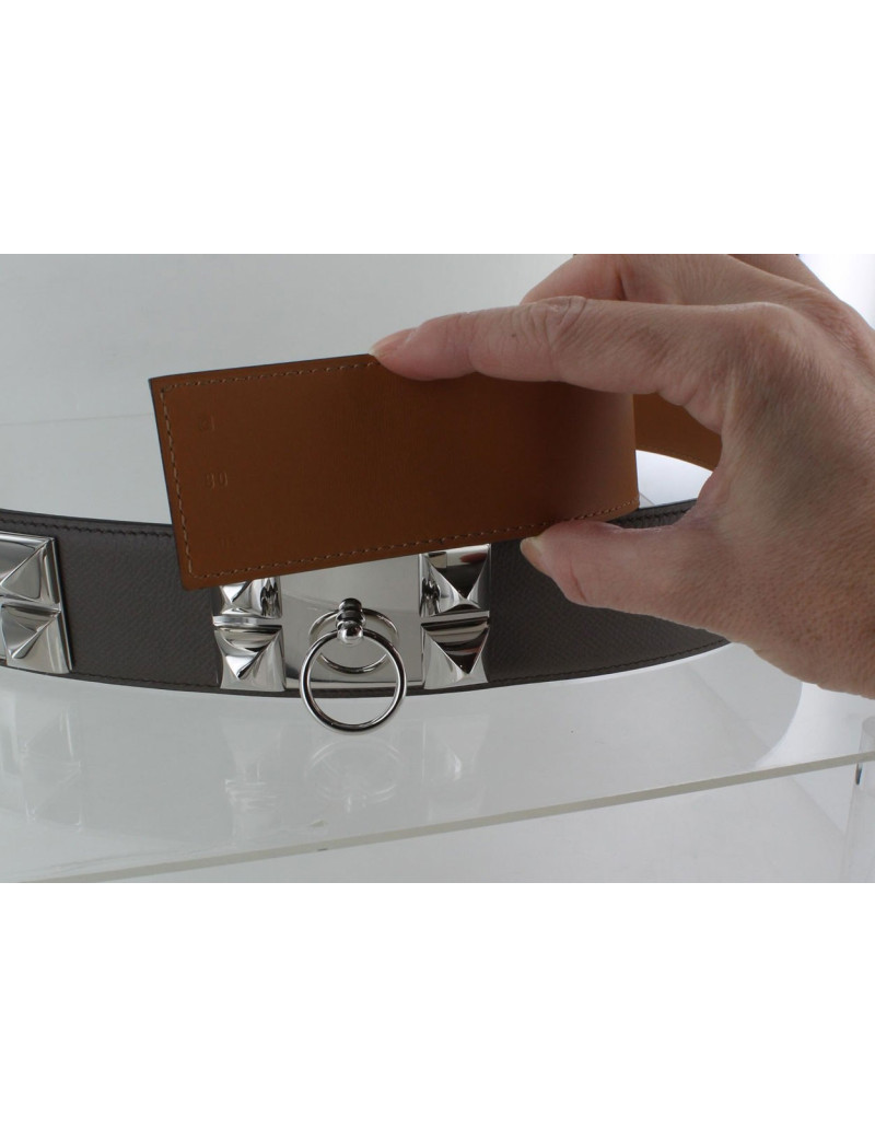 Ceinture Medor epsom étain bijouterie palladium