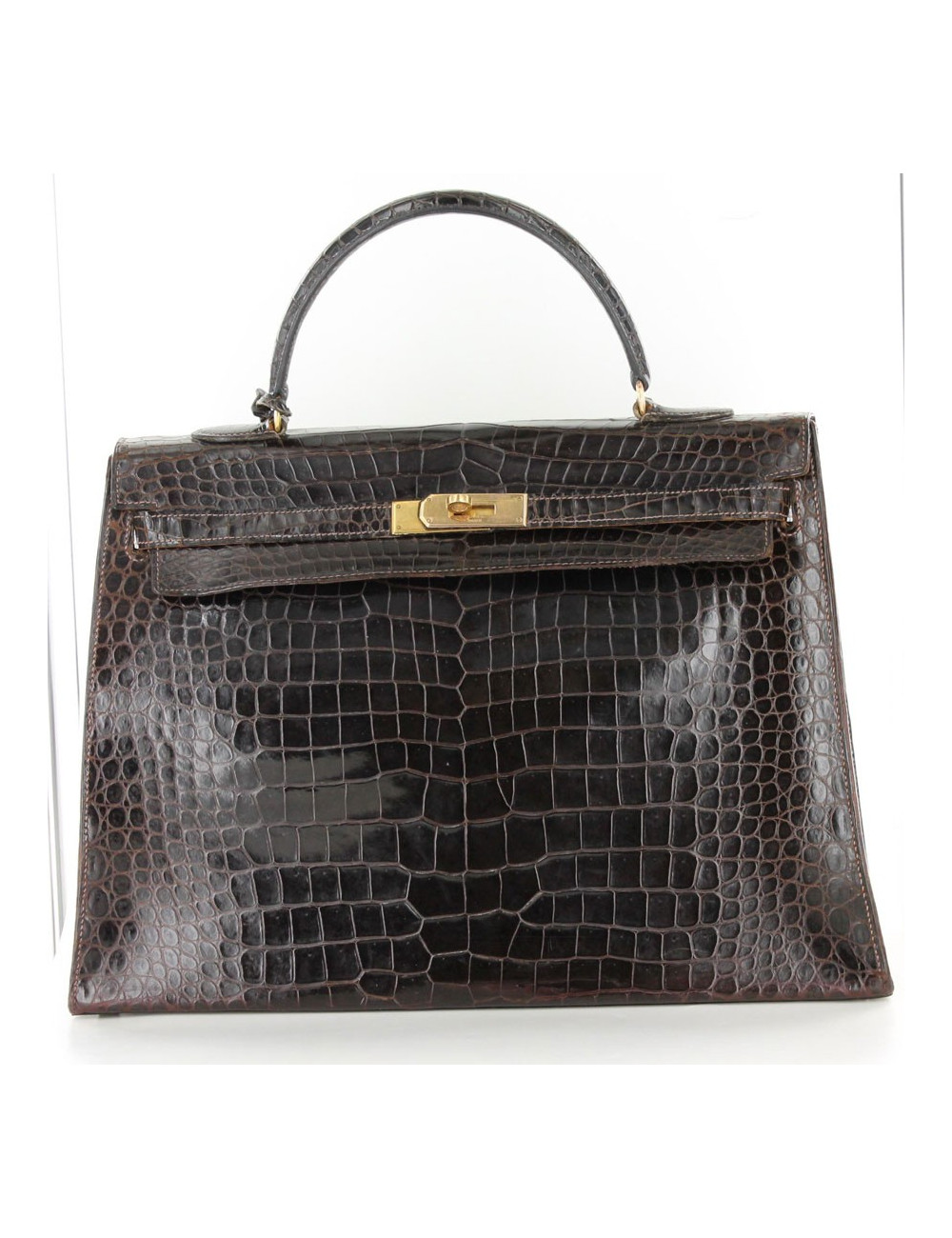 Kelly 35 HERMÈS crocodile porosus marron vintage