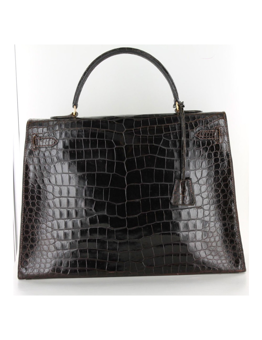Kelly 35 HERMÈS crocodile porosus marron vintage