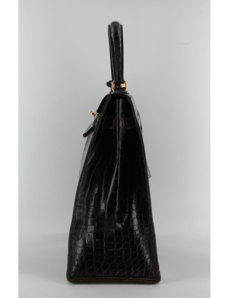 Kelly 35 HERMÈS crocodile porosus marron vintage