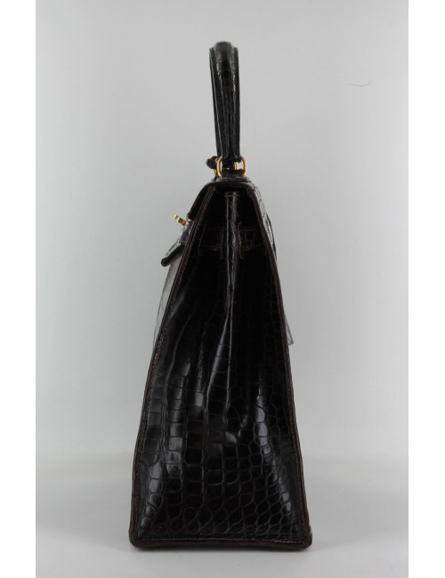 Kelly 35 HERMÈS crocodile porosus marron vintage