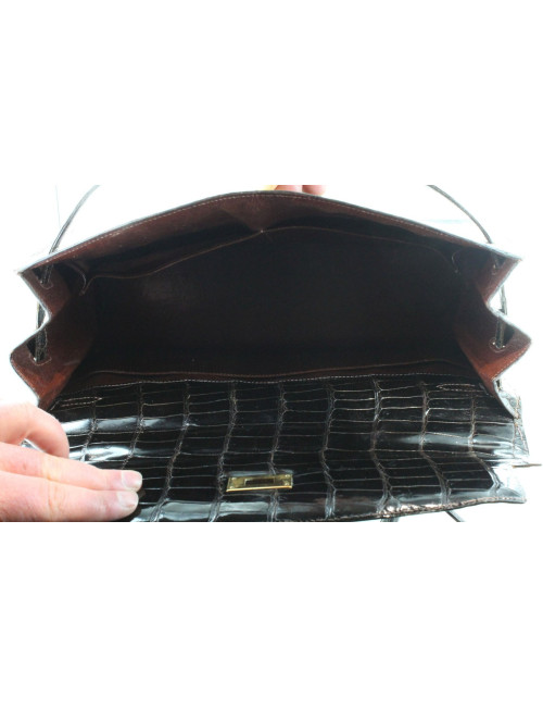 Kelly 35 HERMÈS crocodile porosus marron vintage