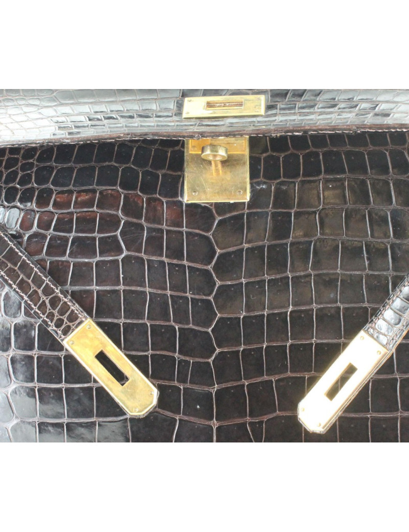 Kelly 35 HERMÈS crocodile porosus marron vintage
