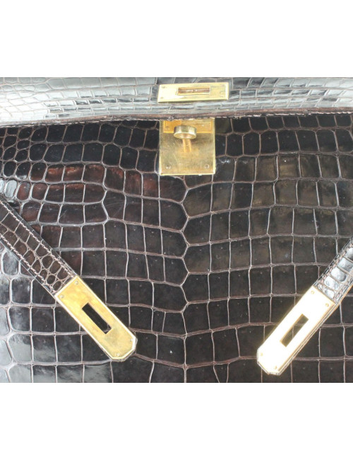 Kelly 35 HERMÈS crocodile porosus marron vintage