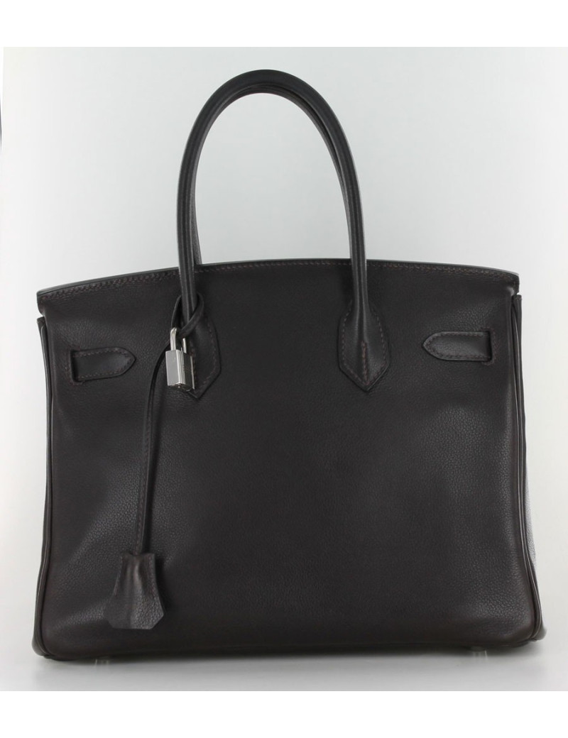 Birkin 30 HERMES swift chocolat, bijouterie palladium