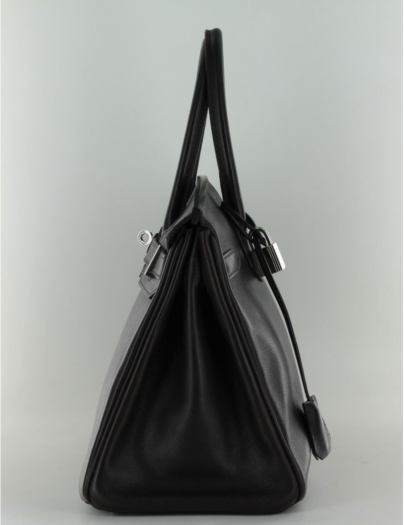 Birkin 30 HERMES swift chocolat, bijouterie palladium