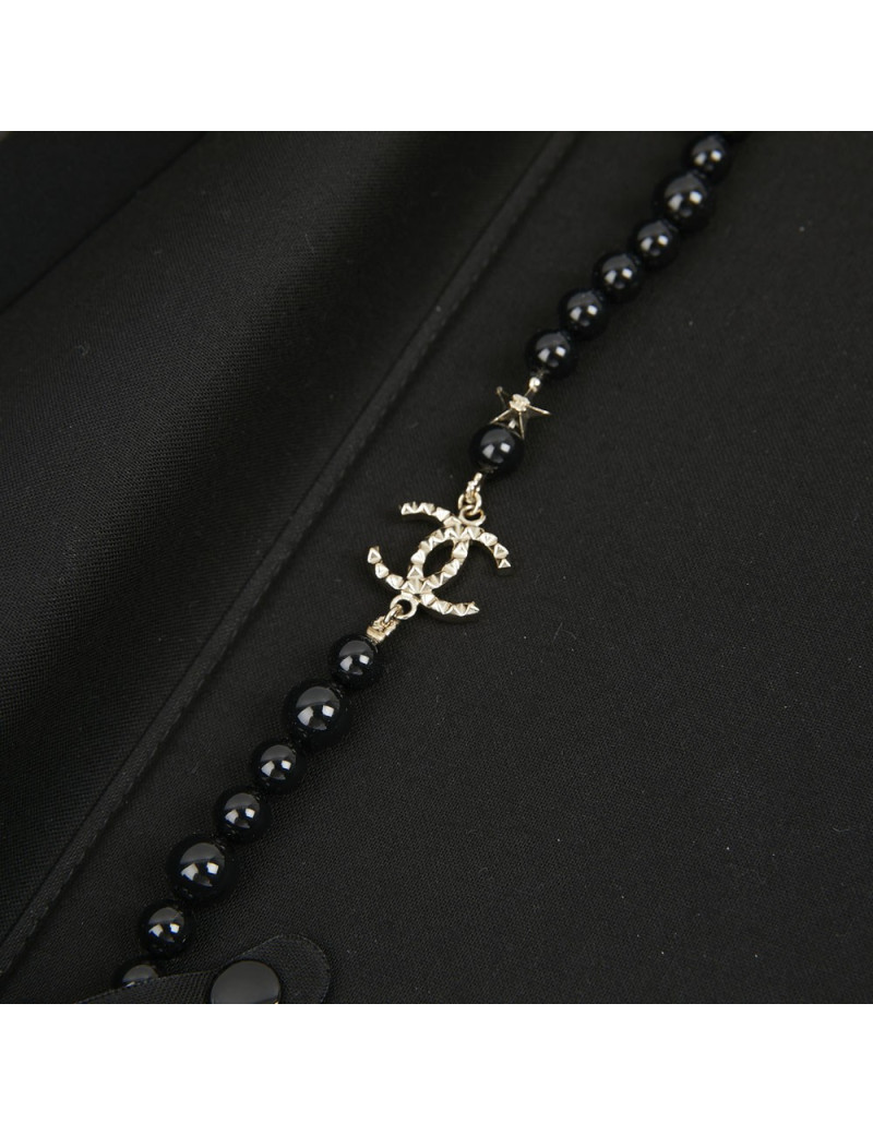 Sautoir CHANEL perles noires