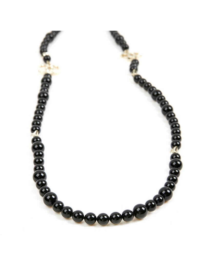 Sautoir CHANEL perles noires
