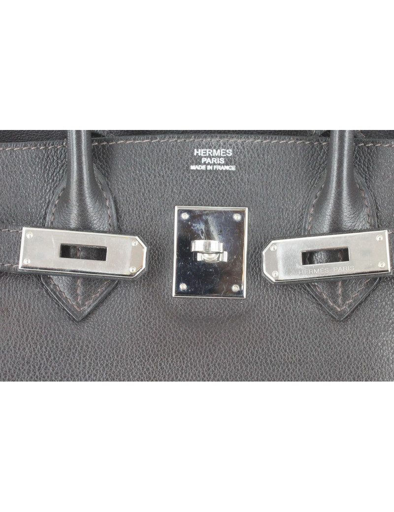 Birkin 30 HERMES swift chocolat, bijouterie palladium